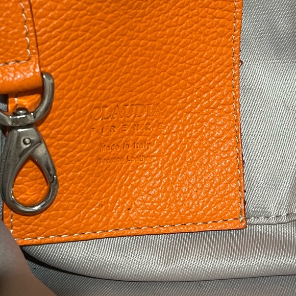 CLAUDIA FIRENZE Tan/ Tangerine /
Blue Leather Maxi Tote Bag - Picture 8 of 15